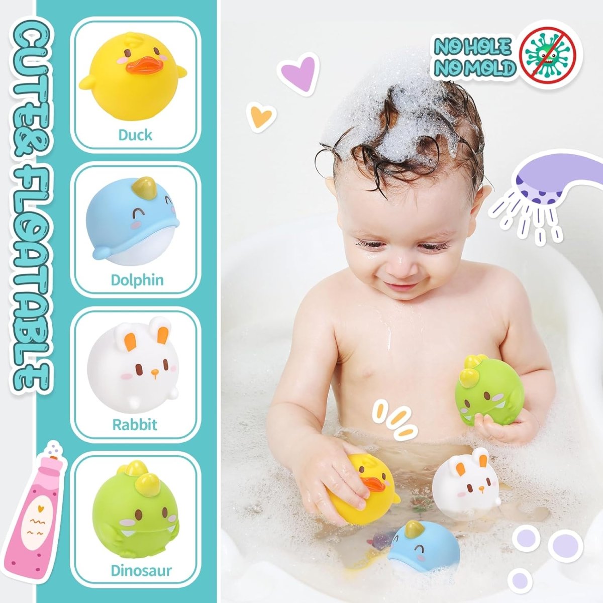 CUTE STONE Baby Bath Toys Floating Squirting Bathtub Toy Toddler Shower Playset