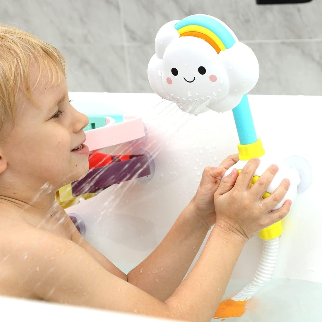 CUTE STONE Bath Toy Bathtub Playset with Shower Rubber Duck for Toddlers Babies