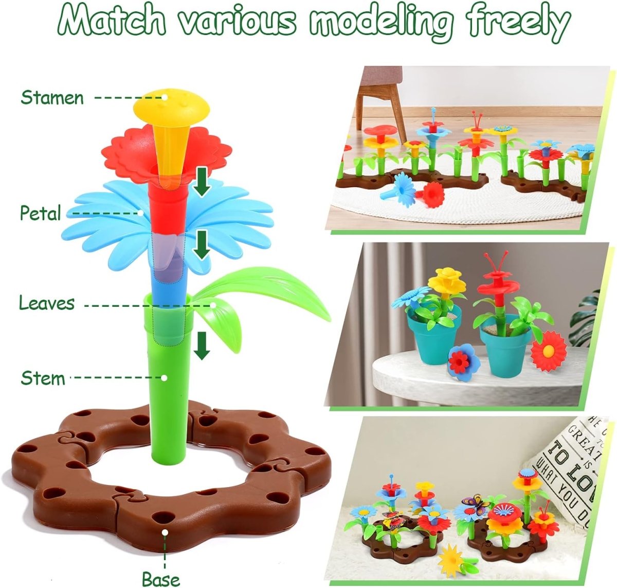 CUTE STONE Kids Gardening Tool Set Garden Toys Flower Garden Building Toy