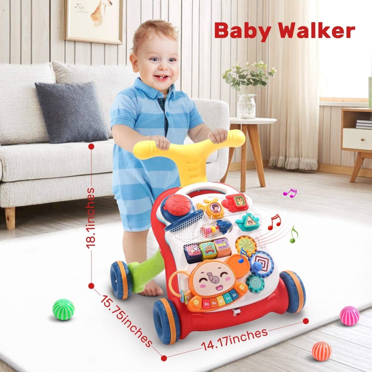 CUTE STONE Sit-to-Stand Learning Walker 2 in 1 Baby Walker Child Activity Center