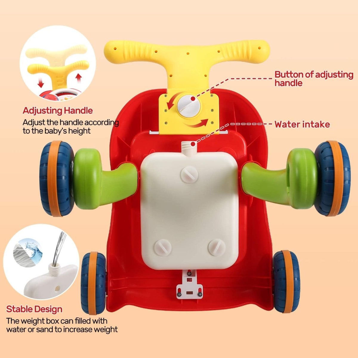 CUTE STONE Sit-to-Stand Learning Walker 2 in 1 Baby Walker Child Activity Center