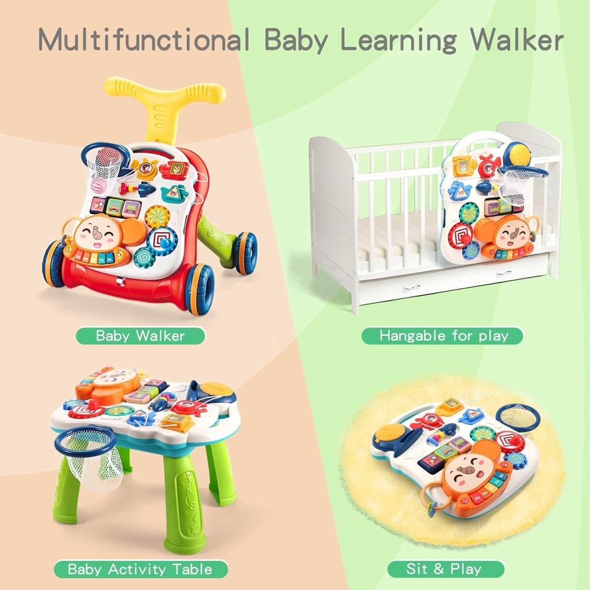 CUTE STONE Sit-to-Stand Learning Walker 2 in 1 Baby Walker Child Activity Center