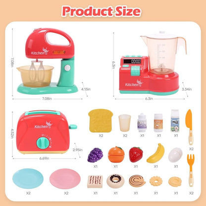 CUTE STONE Toy Kitchen Appliances Playset Kids Accessories Mixer Blender Toaster