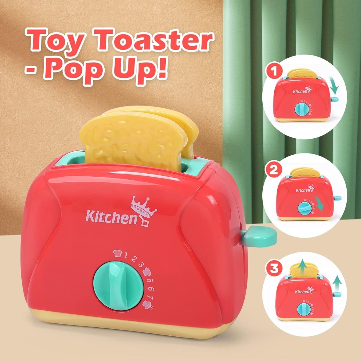 CUTE STONE Toy Kitchen Appliances Playset Kids Accessories Mixer Blender Toaster