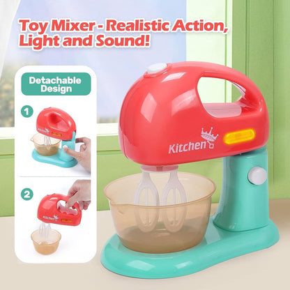 CUTE STONE Toy Kitchen Appliances Playset Kids Accessories Mixer Blender Toaster