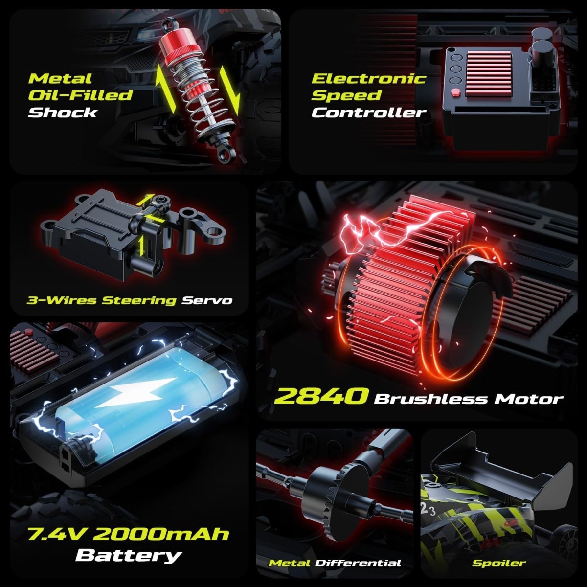 DEERC 1:14 Fast Brushless RC Car 4x4 Offroad Monster Truck Remote Control Truck