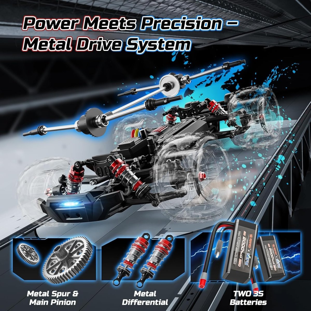 DEERC 1:14 Fast Brushless RC Car Off-road Remote Control Monster Truck