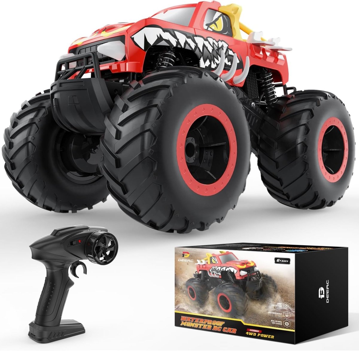 DEERC 1:16 Amphibious RC Monster Trucks IPX7 Waterproof Remote Control Car 4WD