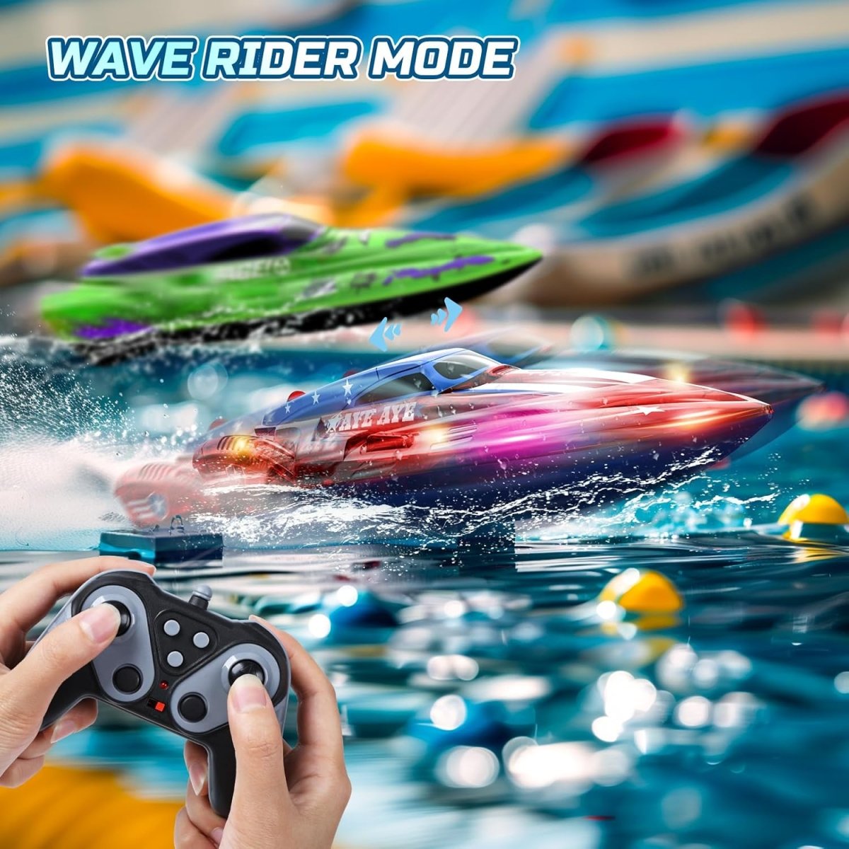 DEERC 2 Pack 13 inch Remote Control Boat for Kids 2.4Ghz RC Racing Boat