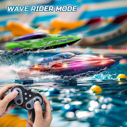 DEERC 2 Pack 13 inch Remote Control Boat for Kids 2.4Ghz RC Racing Boat