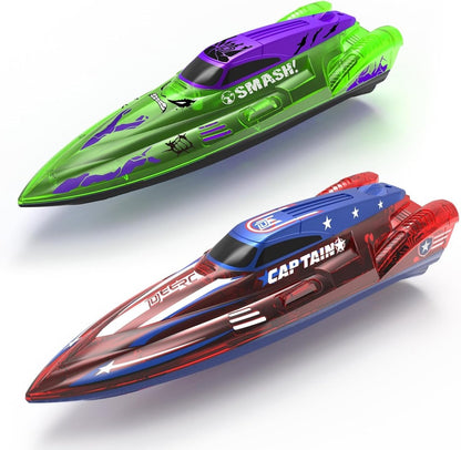 DEERC 2 Pack 13 inch Remote Control Boat for Kids 2.4Ghz RC Racing Boat
