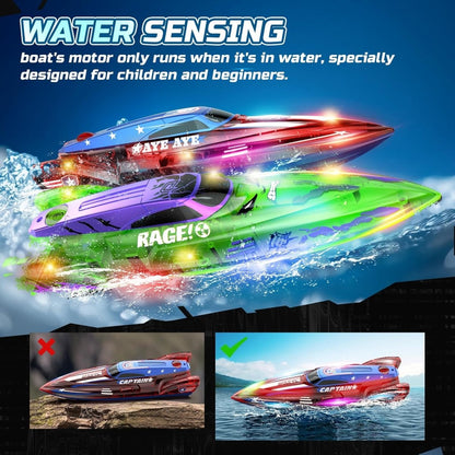 DEERC 2 Pack 13 inch Remote Control Boat for Kids 2.4Ghz RC Racing Boat