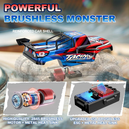 DEERC 210E Brushless High Speed RC Car 1:10 Large 4WD Remote Control Monster Truck