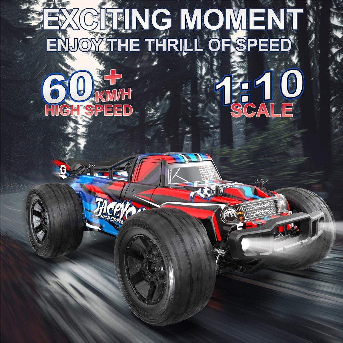 DEERC 210E Brushless High Speed RC Car 1:10 Large 4WD Remote Control Monster Truck