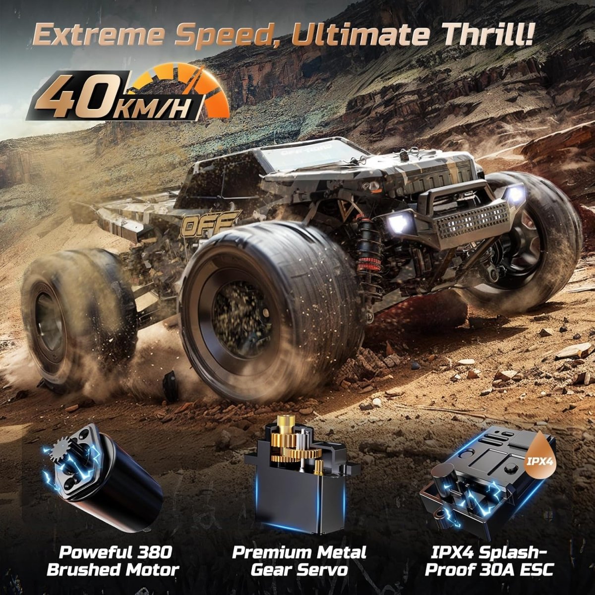 DEERC 9309E All Terrain Fast RC Cars Off Road 4WD Remote Control Monster Truck