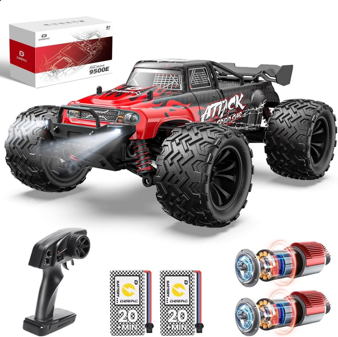 DEERC 9500E High Speed RC Car 1:16 Scale 4WD Remote Control Monster Truck