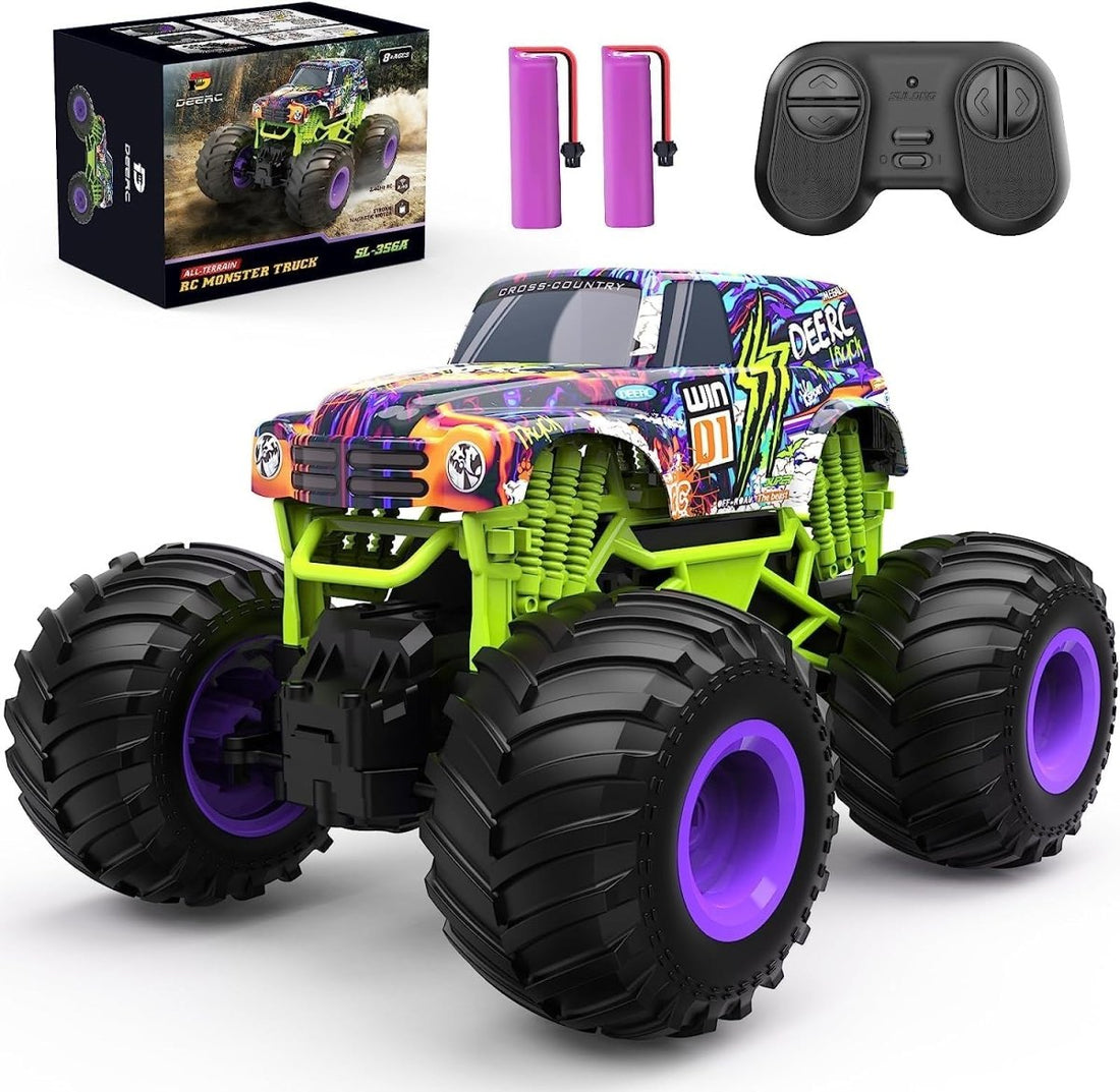 DEERC All Terrain Remote Control Monster Truck Toy 1:16 Scale High Speed RC Car