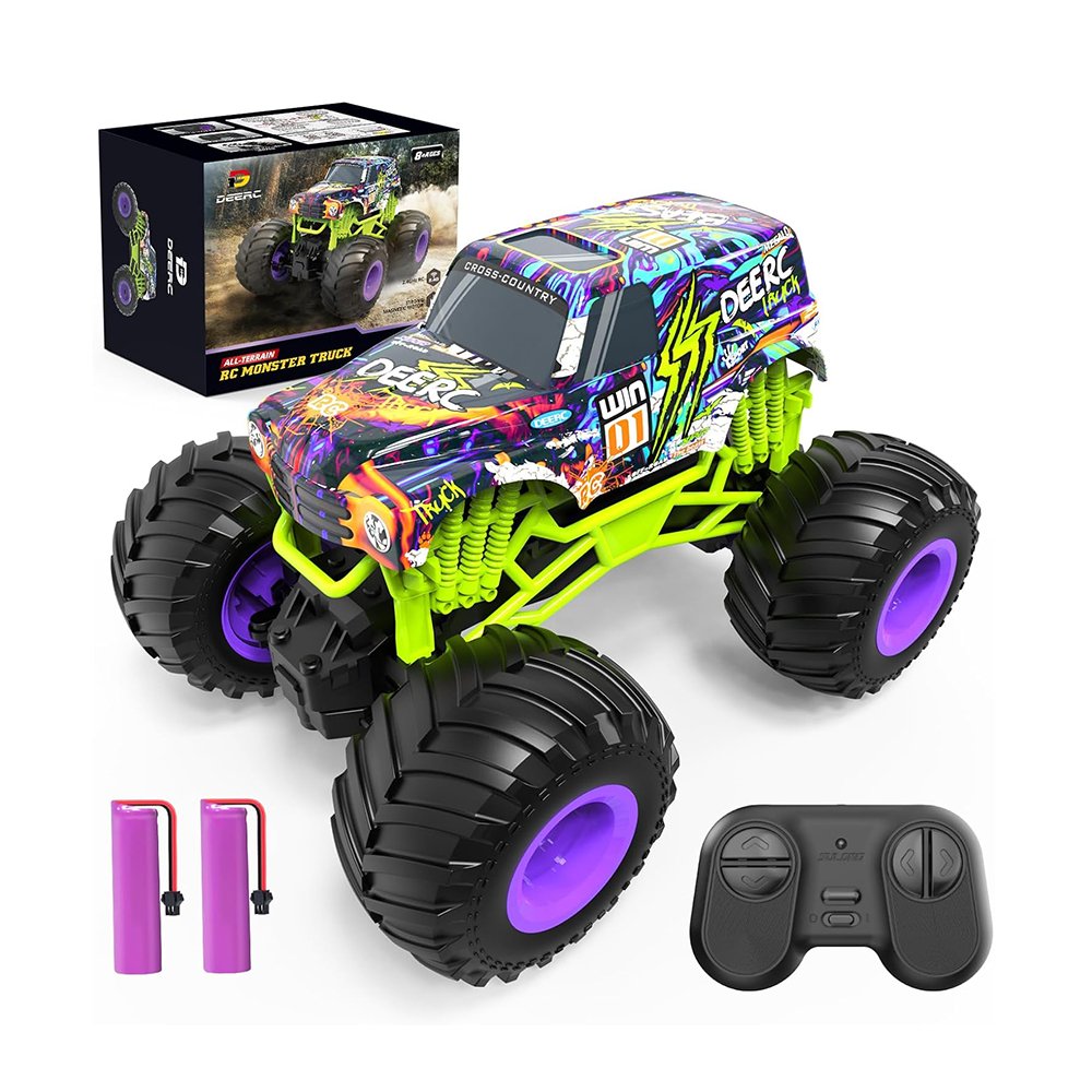 DEERC All Terrain Remote Control Monster Truck Toy 1:16 Scale High Speed RC Car