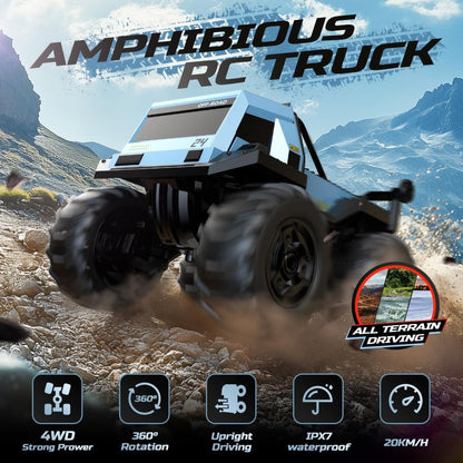 DEERC Amphibious Remote Control Car Monster Truck Toys Waterproof RC Stunt Cars