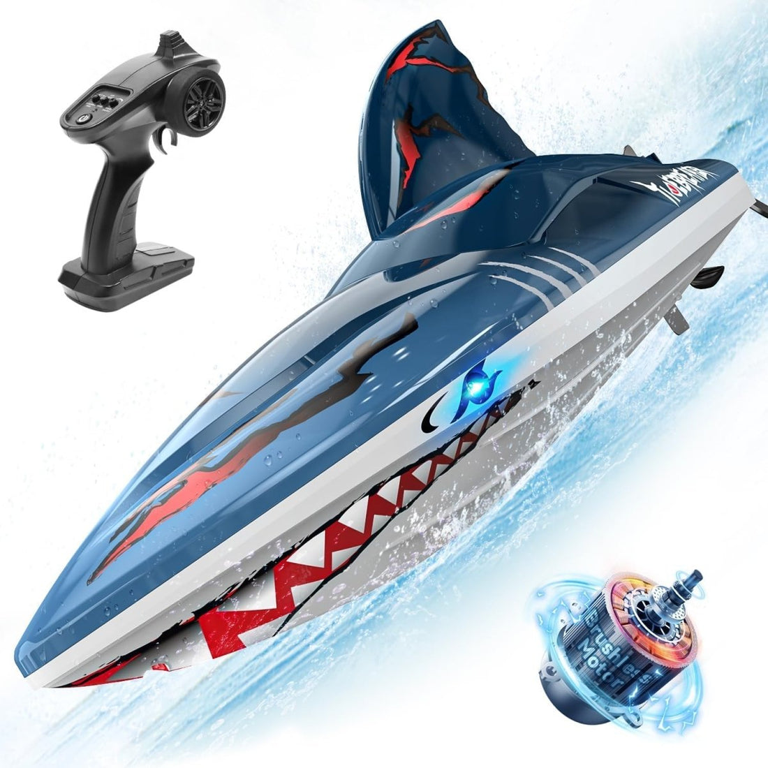 DEERC Brushless RC Boat Remote Control Boats 2.4GHz Racing LED Lights Pool Lake