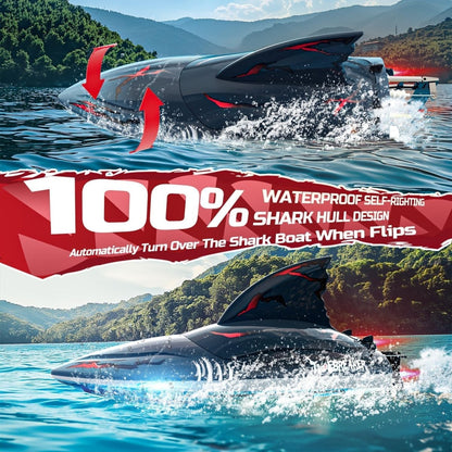 DEERC Brushless RC Boat Remote Control Boats 2.4GHz Racing LED Lights Pool Lake