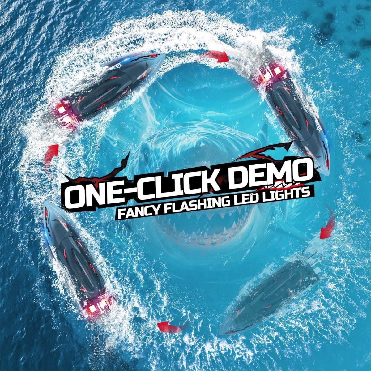 DEERC Brushless RC Boat Remote Control Boats 2.4GHz Racing LED Lights Pool Lake