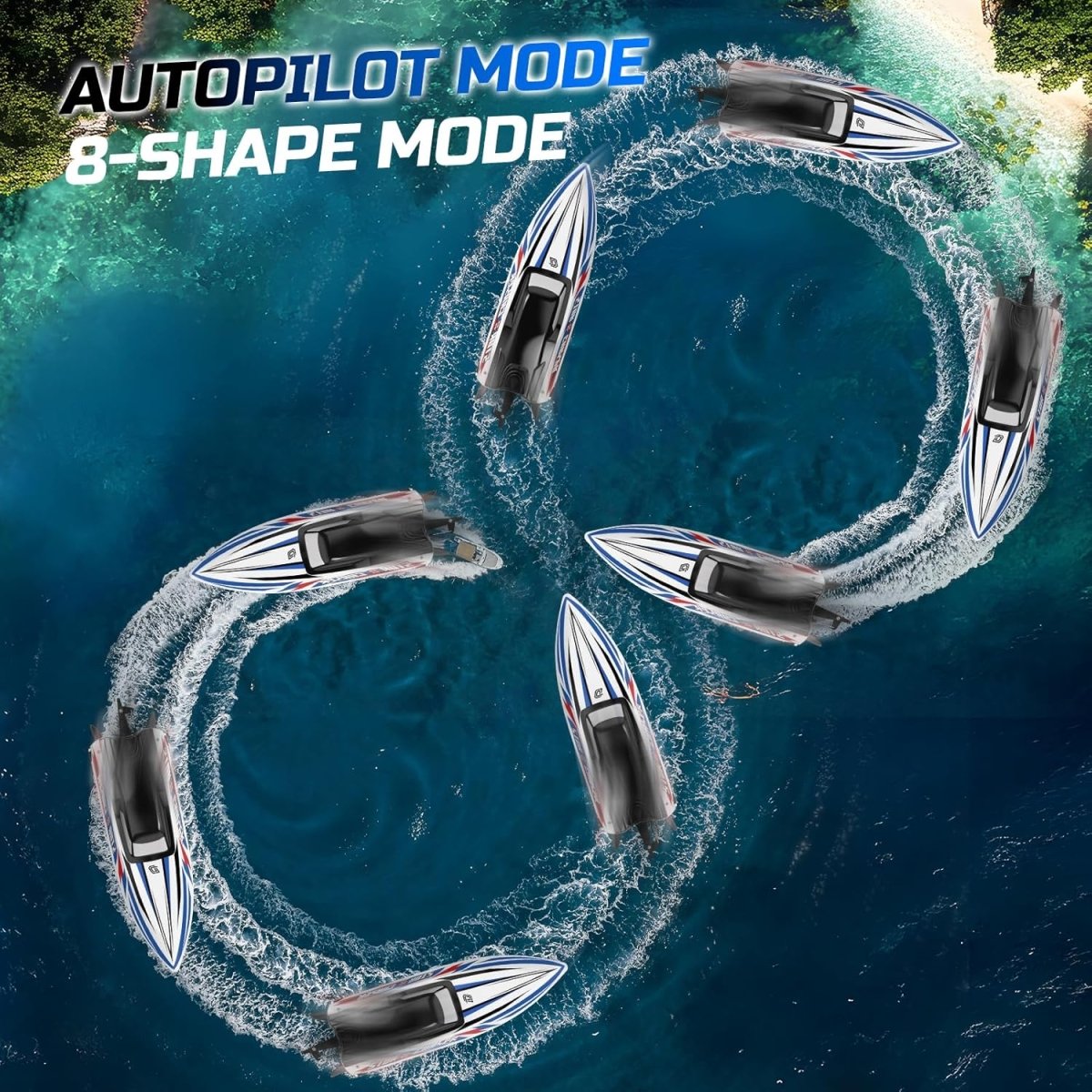 DEERC Fast Brushless RC Boat Remote Control Boats Racing LED Lights Metal Servo