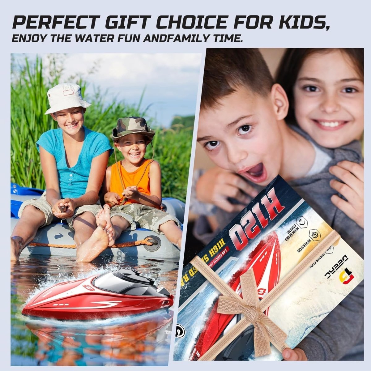 DEERC H120 RC Boat Remote Control Boats for Pools and Lakes 20+mph 2.4GHz Racing