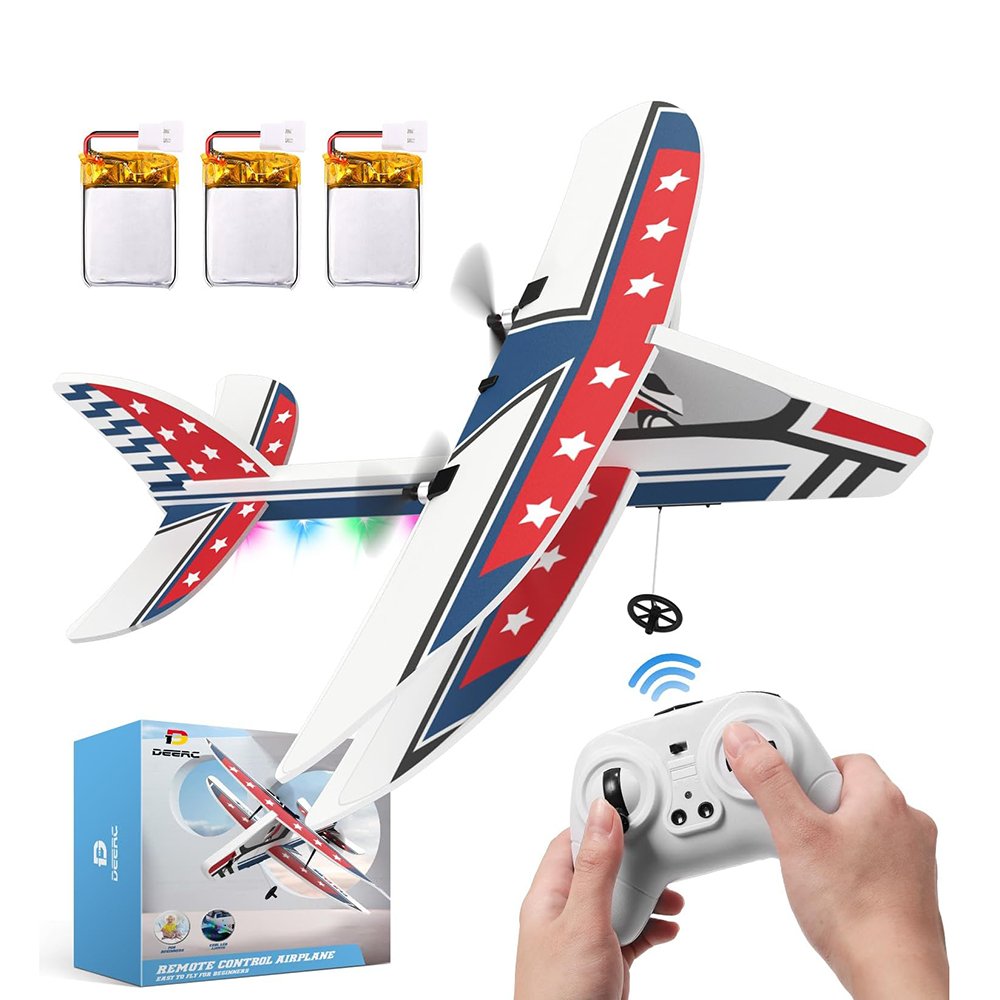 DEERC RC Plane 2.4GHZ Remote Control Airplane 6-axis Gyro Stabilizer 3 Batteries