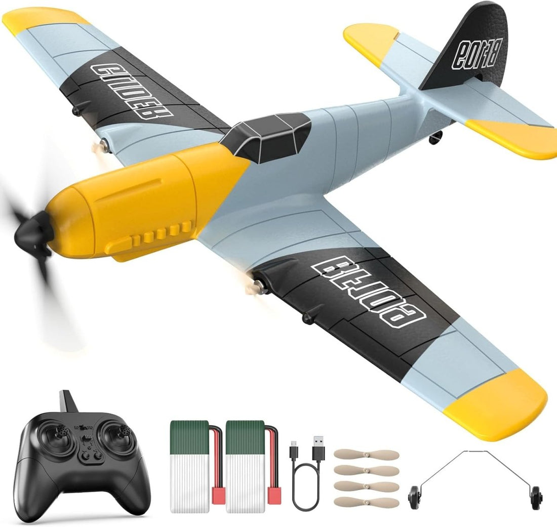 DEERC RC Plane 3 Channel BF-109 Remote Control Airplane 6-axis Gyro Stabilizer 2 Batteries