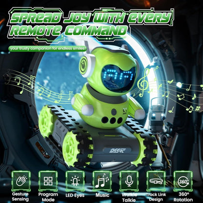 DEERC RC Robot Toys for Kids Walkie Talkie Remote Control Emo Robot