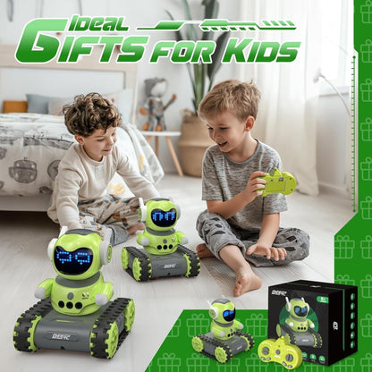 DEERC RC Robot Toys for Kids Walkie Talkie Remote Control Emo Robot