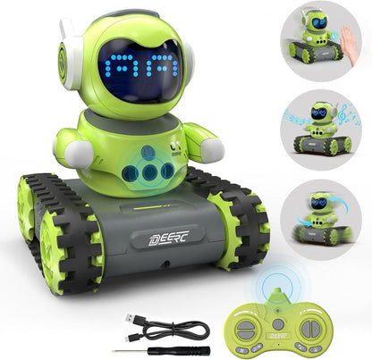 DEERC RC Robot Toys for Kids Walkie Talkie Remote Control Emo Robot
