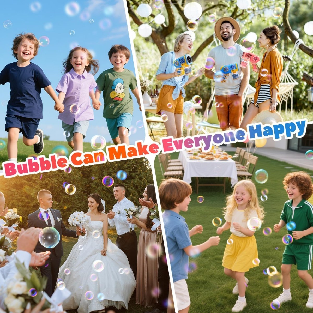 EagleStone 2 Pack Bubble Guns with 4 Bottles Solution Automatic Bubble Machine