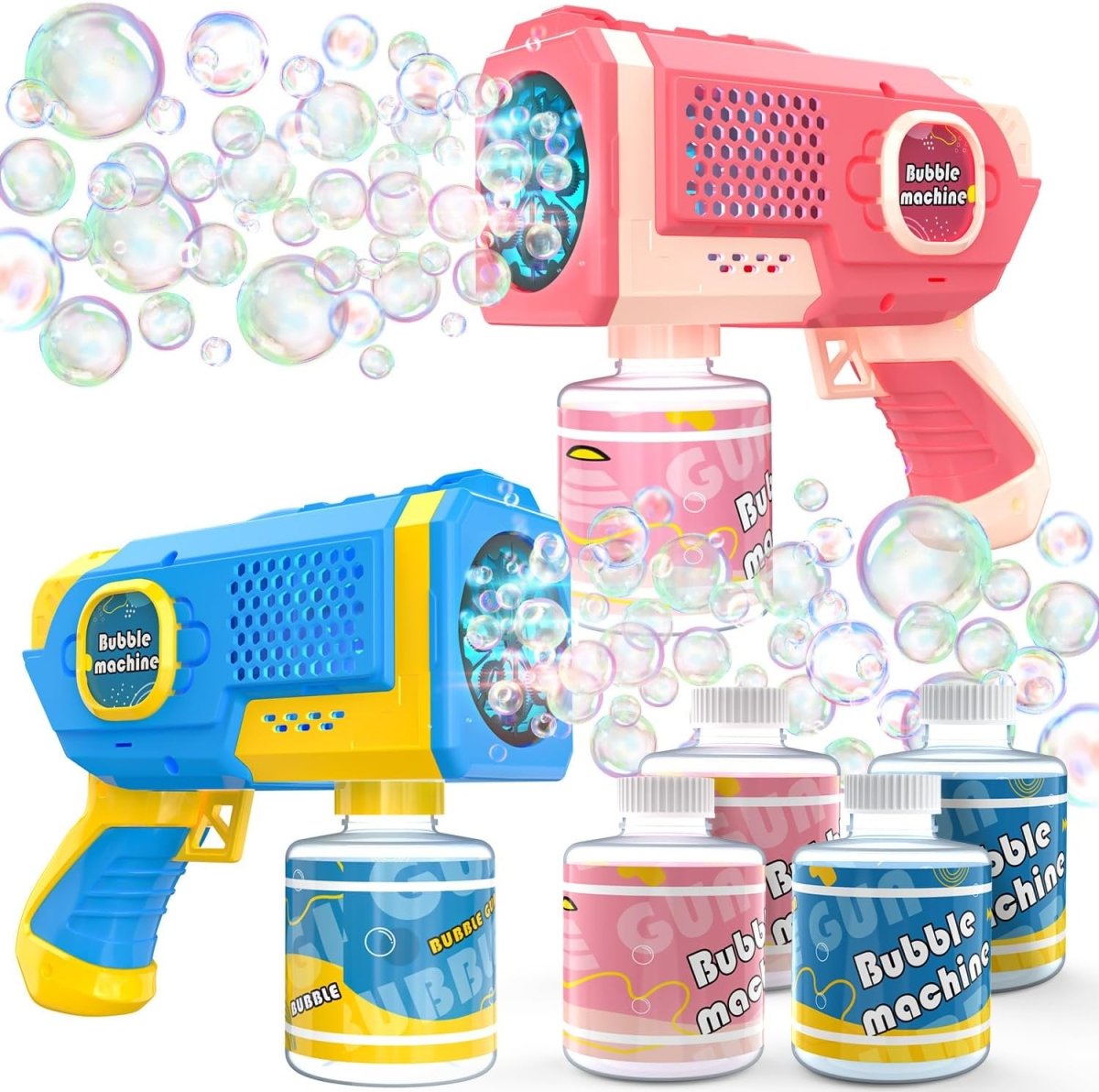 EagleStone 2 Pack Bubble Guns with 4 Bottles Solution Automatic Bubble Machine