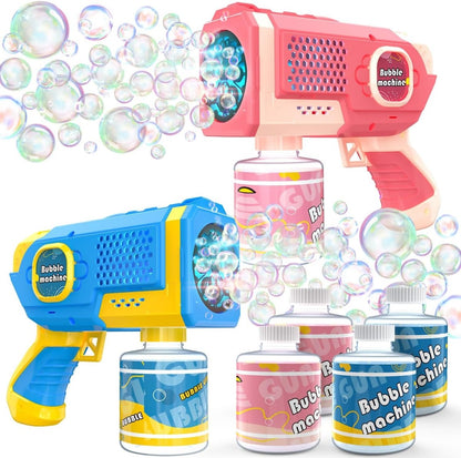 EagleStone 2 Pack Bubble Guns with 4 Bottles Solution Automatic Bubble Machine