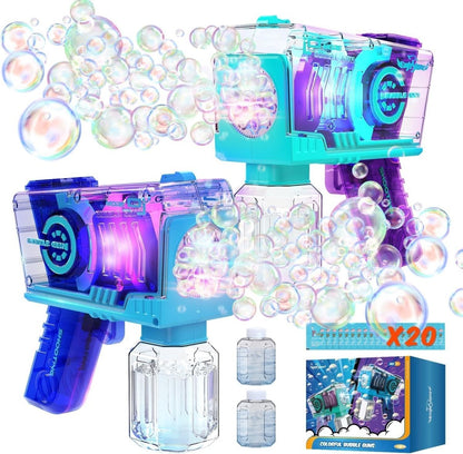 Eaglestone Bubble Gun for Kids 2 Packs Automatic Bubble Machine with LED Lights