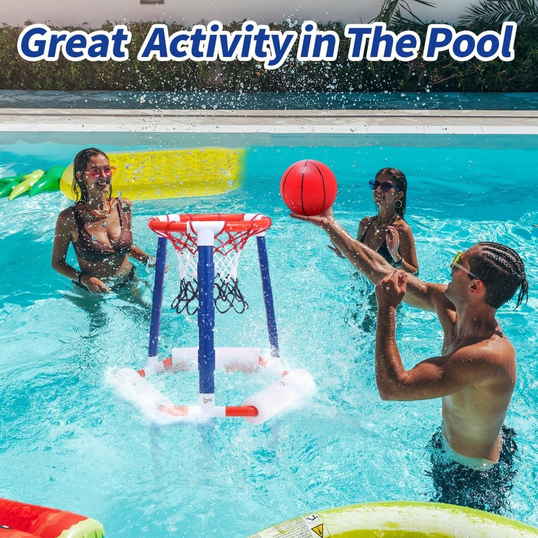 EagleStone Pool Basketball Hoop Floating Inflatable Swimming Pool Outdoor Play Toys