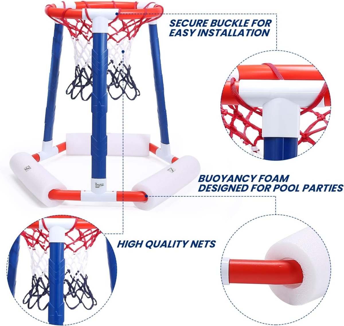 EagleStone Pool Basketball Hoop Floating Inflatable Swimming Pool Outdoor Play Toys