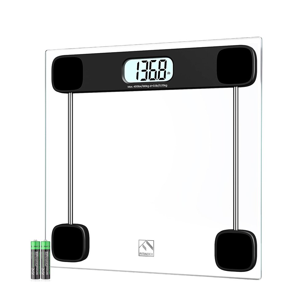 FITINDEX Bathroom Scale for Body Weight Digital Weighing Scale Large LCD Display