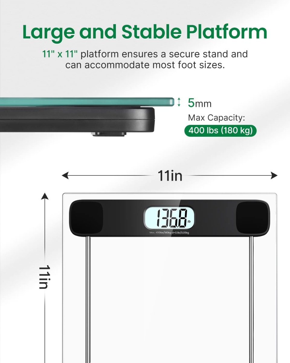 FITINDEX Bathroom Scale for Body Weight Digital Weighing Scale Large LCD Display