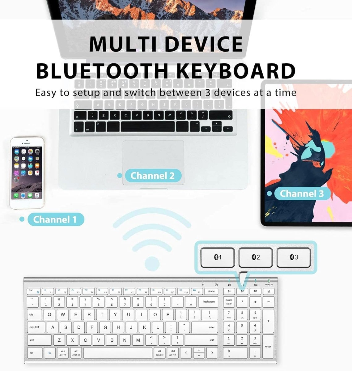 iClever BK10 Bluetooth Keyboard Universal Bluetooth 5.1 Wireless Keyboard