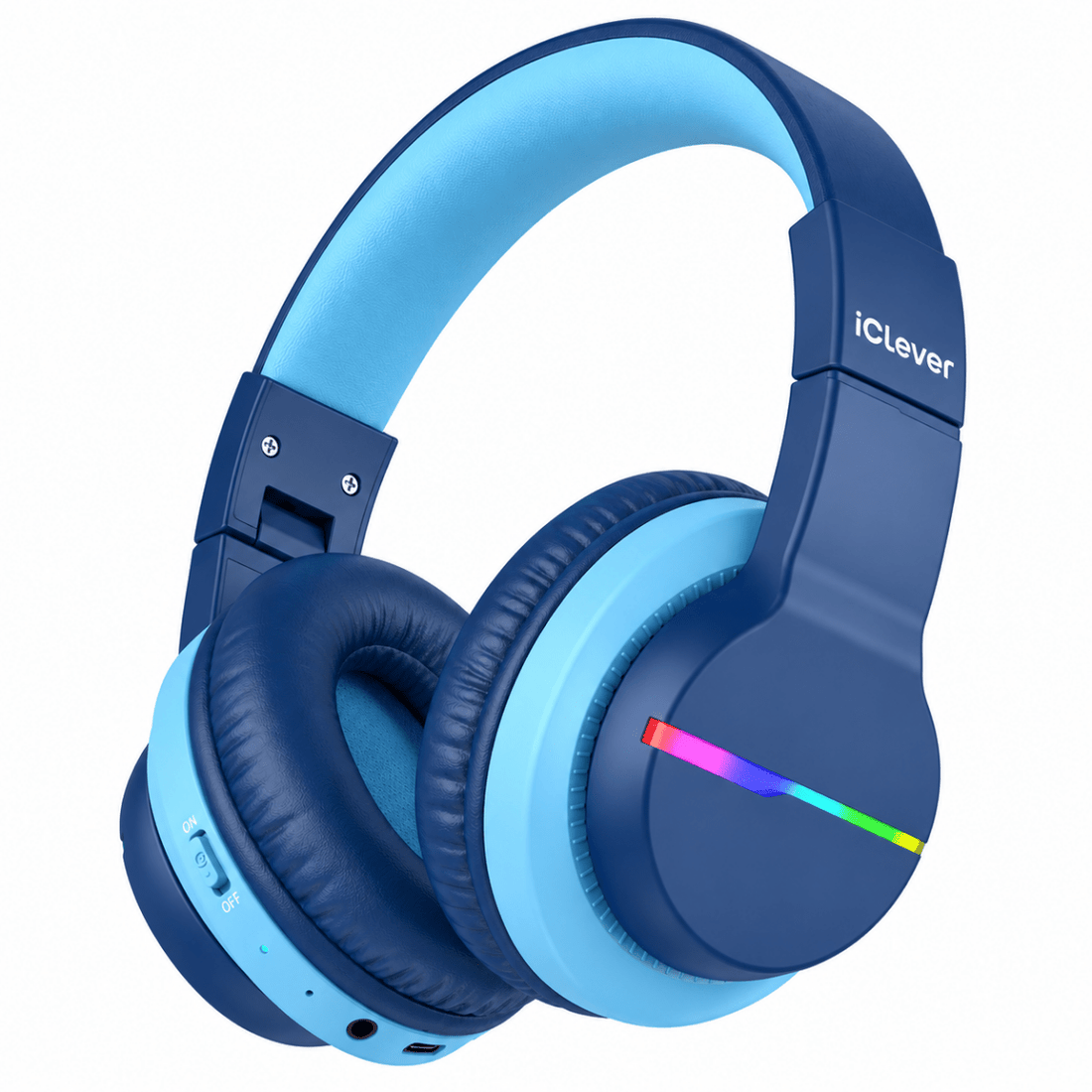 iClever BTH12 Kids Bluetooth Headphones Colorful LED Lights 74/85dBA Safe Volume
