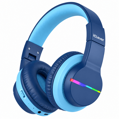 iClever BTH12 Kids Bluetooth Headphones Colorful LED Lights 74/85dBA Safe Volume