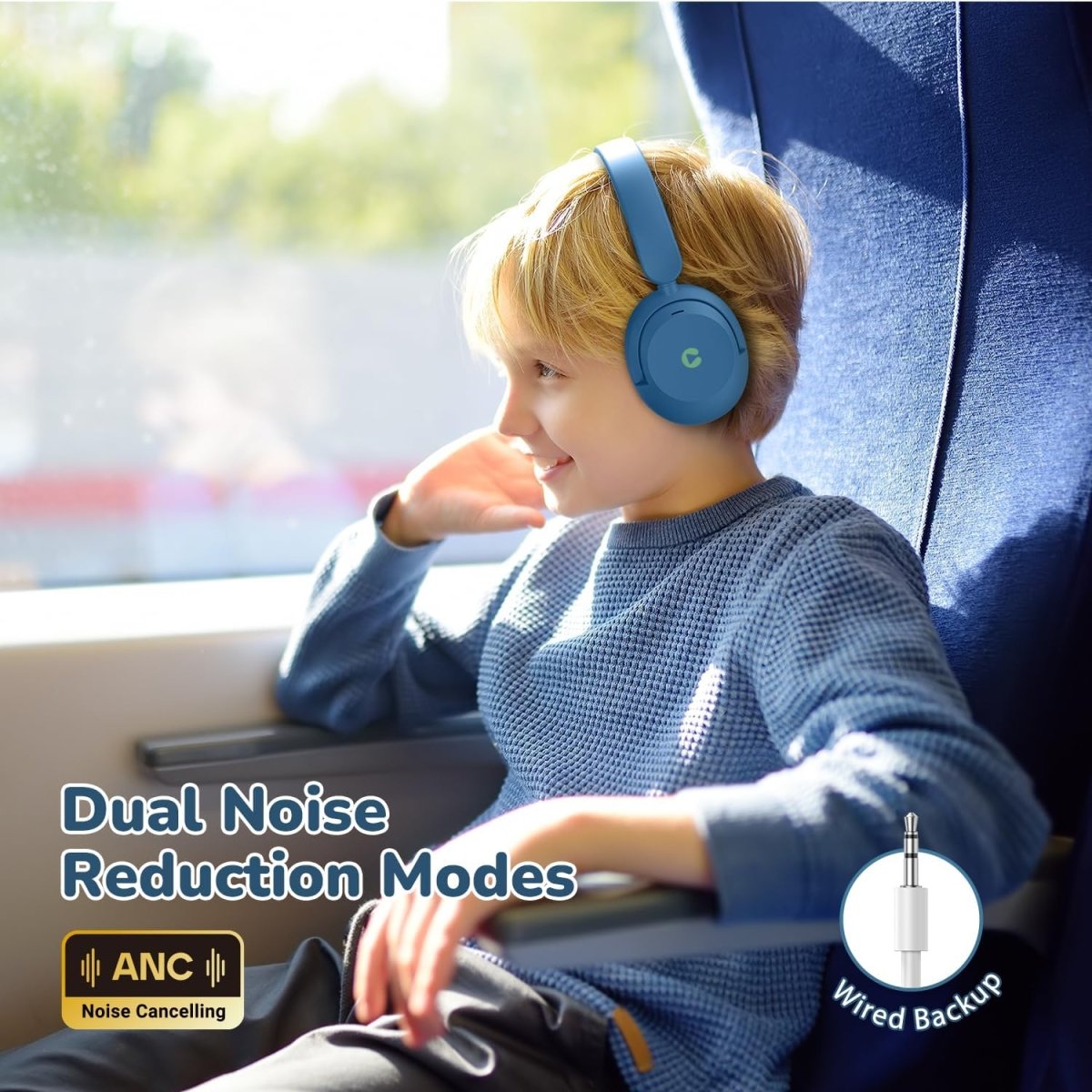 iClever BTH20 Active Noise Cancelling Headphones for Kids Safe Volume 80dBA