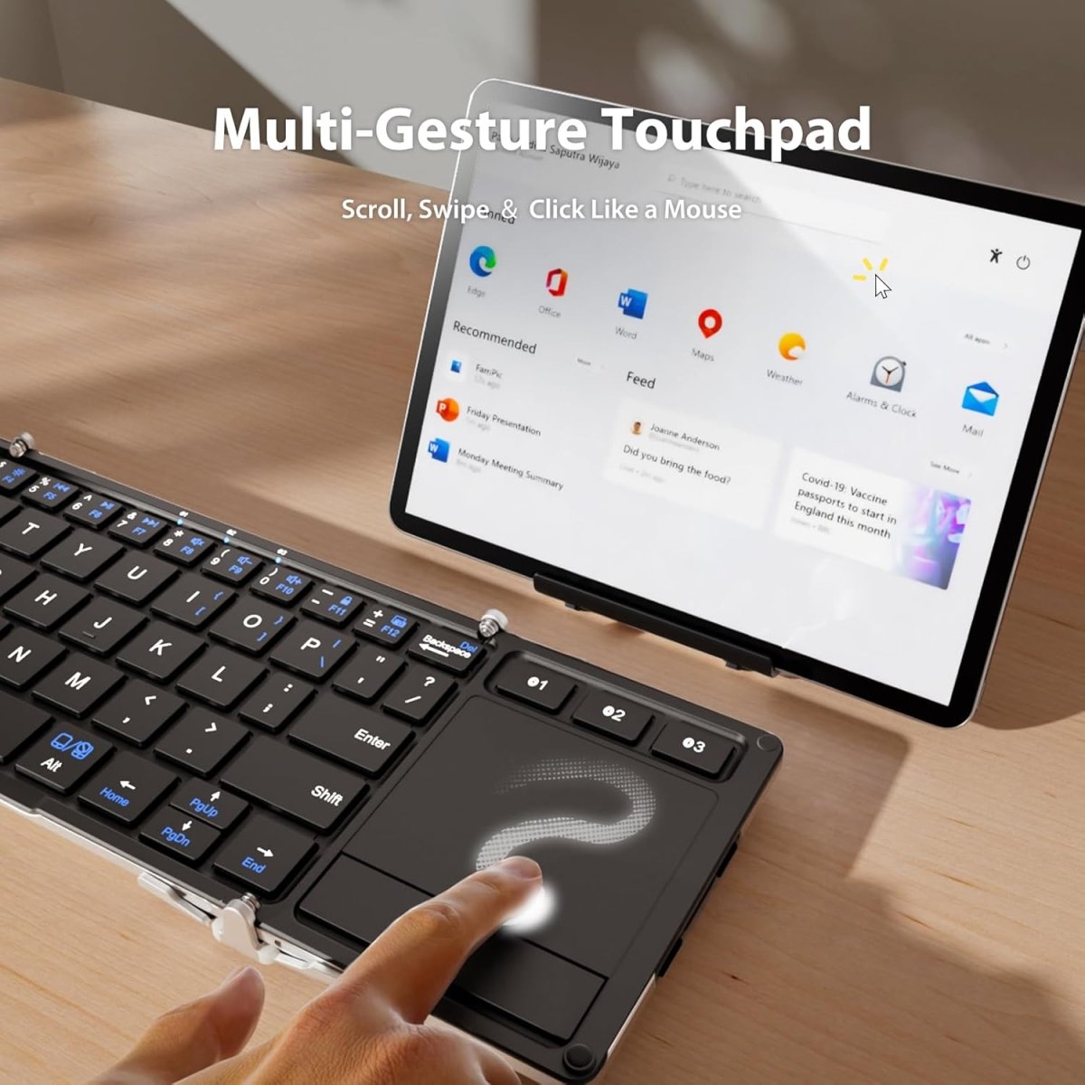 iClever Foldable Keyboard BK08 Portable Bluetooth Keyboard with Touchpad