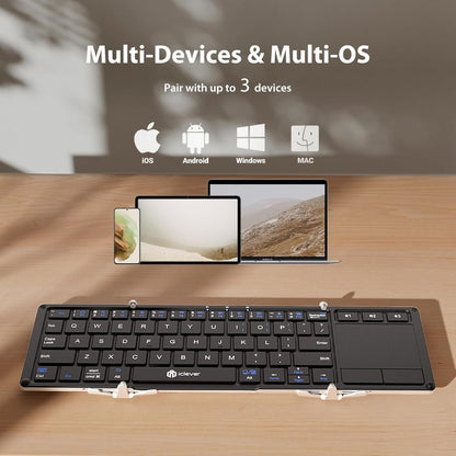 iClever Foldable Keyboard BK08 Portable Bluetooth Keyboard with Touchpad