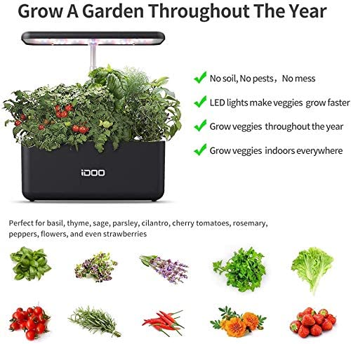 iDOO Hydroponics Growing System 7Pods Mini Herb Garden Germination Kit with LED Light