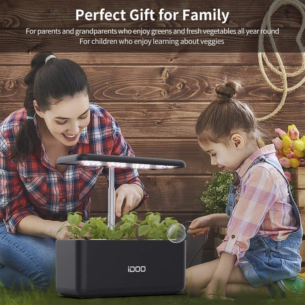 iDOO Hydroponics Growing System 7Pods Mini Herb Garden Germination Kit with LED Light
