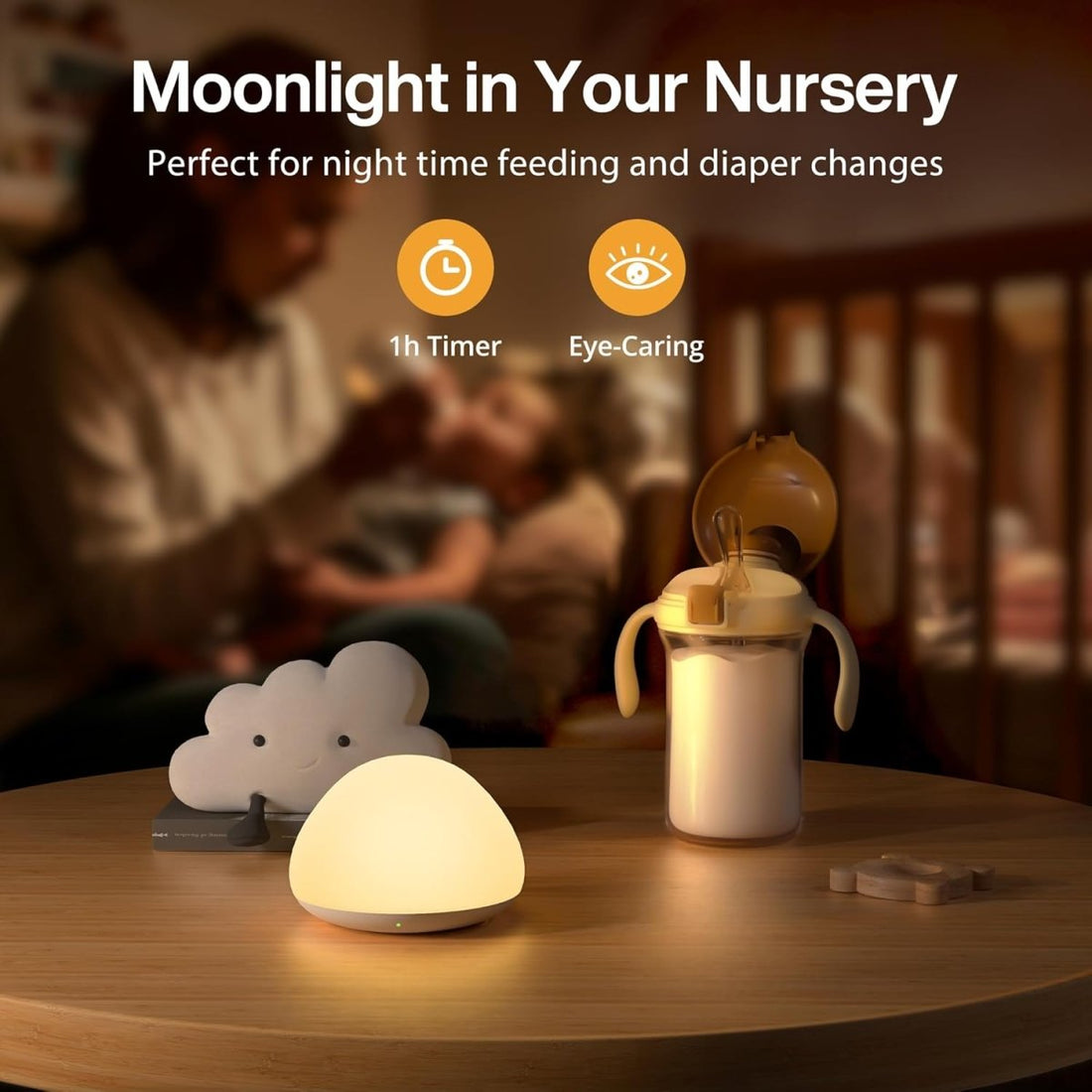 JolyWell Baby Night Light for Nursery Soft Silicone Tap Control Table Lamp